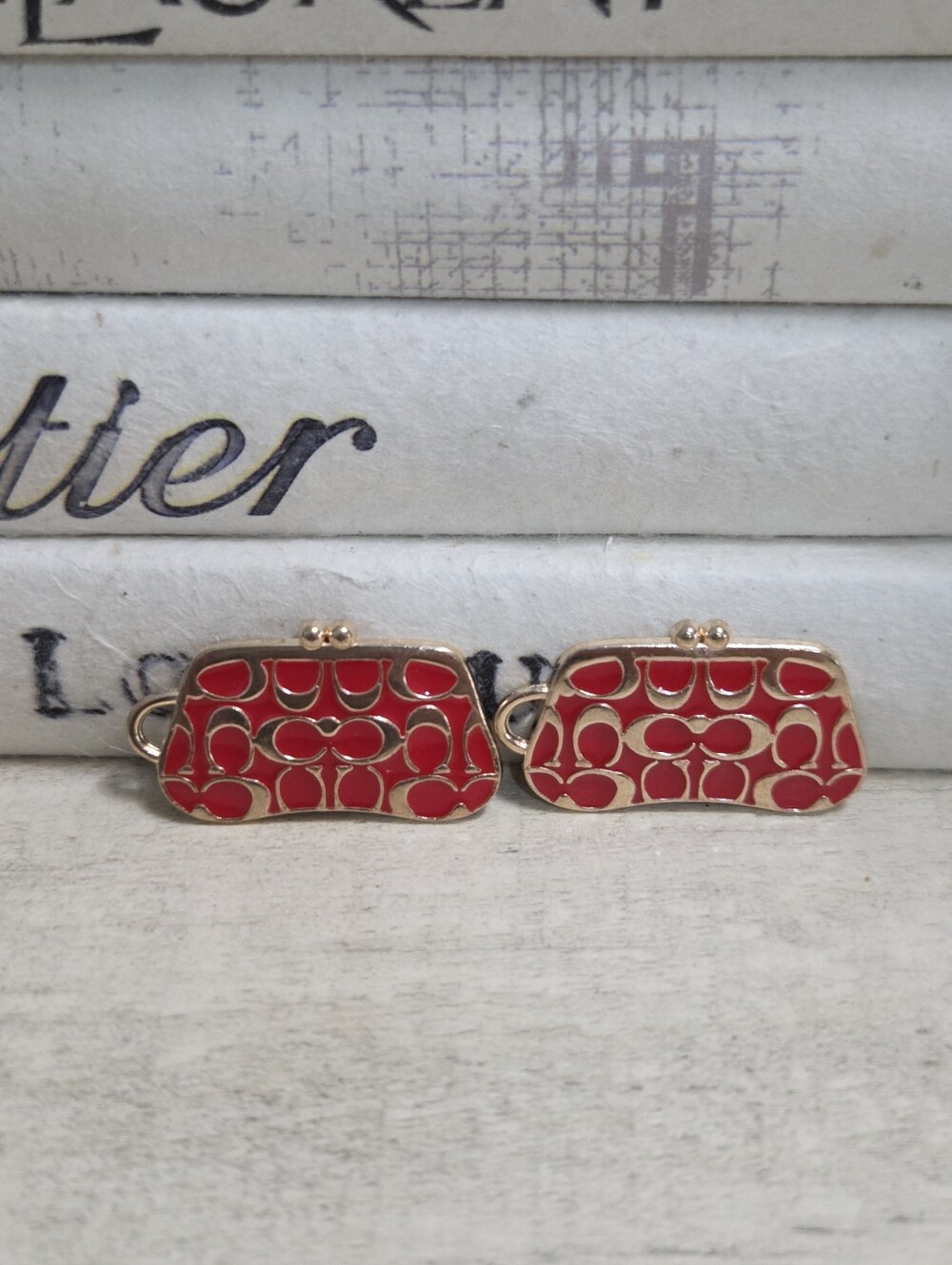 Red Enamel Miniature Coin Purse Jewelry Charms - Set of 2, NEW